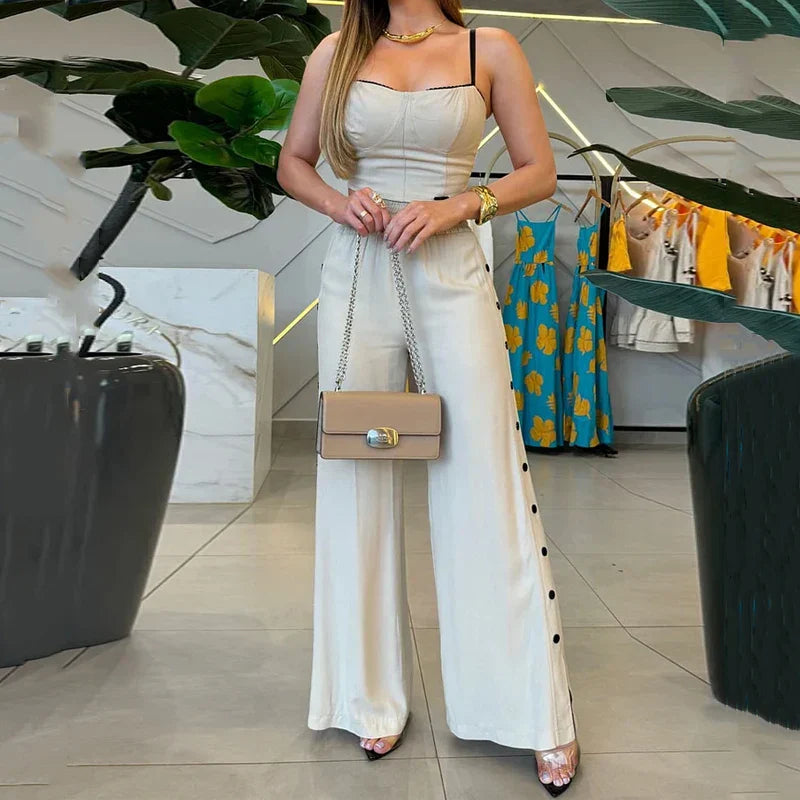 Conjunto Cropped e Calça Viscose Sarjada Supreme Elegance